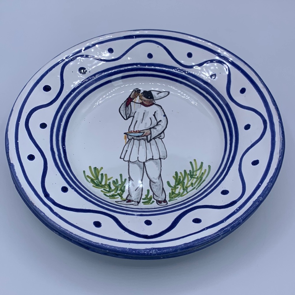 Pair of Vintage Hand Painted Pasta Spaghetti Noodle Bowls Italian Pottery OOAK